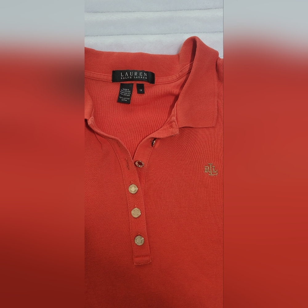 Ralph Lauren Coral Polo with Gold-Tone Buttons